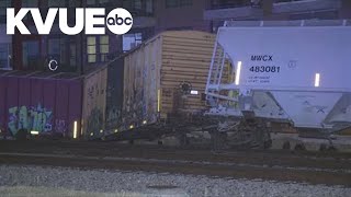 Witness shares live look at train derailment in East Austin [upl. by Ailgna639]