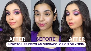 How To Use KRYOLAN SUPRACOLOR On Oily Skin  KRYOLAN SUPRACOLOR Purple Glitter Eyelook  In Hindi😍🥰 [upl. by Turino102]