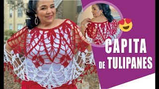 TUTORIAL COMPLETO CÓMO TEJER UNA CAPITA DE TULIPANES 🌷🌷🌷 FÁCIL Y RÁPIDO  Yo Tejo con LAURA CEPEDA [upl. by Reppiks]