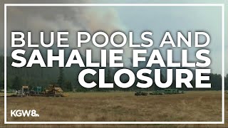 Wildfire in Lane County prompts closure of Blue Pool and Sahalie Falls [upl. by Noyad]