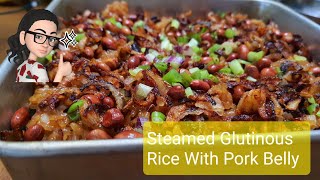 Steamed Glutinous Rice With Pork Belly Mushrooms and Chinese Sausage 糯米飯  DAPUR2020 [upl. by Garnes]