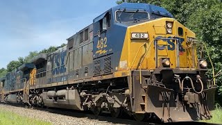 Heavy CSX M436 almost stalls out in notch 8 at CP57 with YN2 482 leading [upl. by Fronniah]