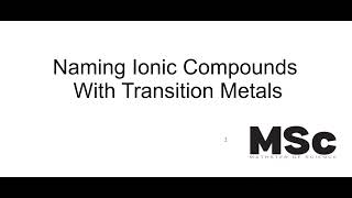 Naming Ionic Compounds With Transition Metals [upl. by Nosredna]