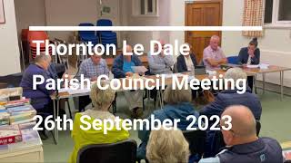 Thornton Le Dale Parish Council Meeting 26th Sept 2023 [upl. by Ely]