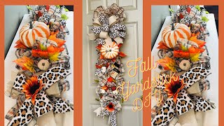 FALL YARDSTICK 🍂❤️🍂 DOOR SWAG CENTERPIECE GARLAND DIY MESH WREATH WOODLAND RUFFLE METHOD 🌻 [upl. by Atela]