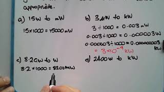 How to convert between metric units for electrical power milliwatts Watts Kilowatts Megawatts [upl. by Noneek]