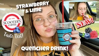 NEW Strawberry  Lime Quencher Drink From Scooters Taste Test 🍓🥝 [upl. by Neyugn]