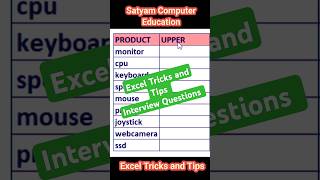 Interview Questions in Excel  Upper Formula in Excel  windows excel short excelshorts [upl. by Etnauj]