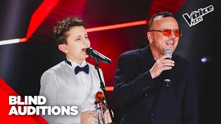 Francesco e il suo violino conquistano Gigi D’Alessio  The Voice Kids 3 Blind Auditions [upl. by Purington]