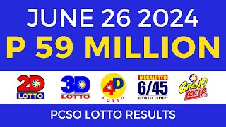 Lotto Result Today 9pm June 26 2024  PCSO Complete [upl. by Arihsat]