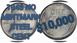 1943 No mintmark steel penny value worth alot of money [upl. by Evita454]