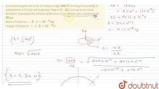 A monoenergetic electron of initial energy 18 keV moving horizontally is subjected to [upl. by April]