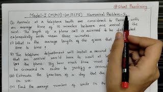 Model 1 MM1 infinityFCFS Problem No 2  Queueing Theory in Operation Research  Solution [upl. by Berga]