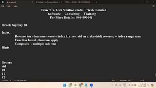 ORACLE SQL தமிழ்  INDEX  DAY 28 [upl. by Lolande455]