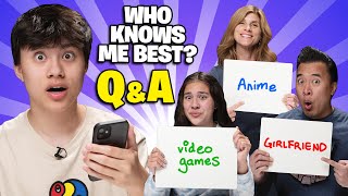 WHO KNOWS ME BETTER Family EvanTube QampA Challenge Parents VS Sibling [upl. by Nuyh]