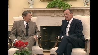 President Reagan Greets PresidentElect George Bush at White House on November 9 1988 [upl. by Assirem219]