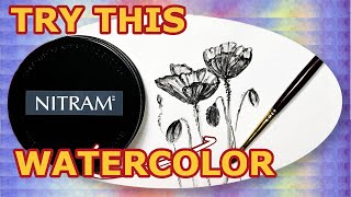 NITRAM Aquarelle Charcoal Watercolor Test Tips Tricks  Review and Watercolor Painting Demonstration [upl. by Hctud]