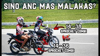 SINO ANG MAS MALAKAS  1438 vs 1436 SPROCKET COMBINATION [upl. by Eerrehc]