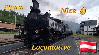 931332 Austrian steam locomotive 🇦🇹 arriving at Ferlach Bf [upl. by Chuck]