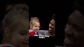 3YearOld Charlotte Meets Her Hero Basketball Player Joel Embiid for the First Time [upl. by Navert]