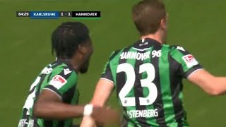 Karlsruher SC vs Hannover 96 12 Marcel Halstenberg amp Andreas Voglsammer score in win Match recap [upl. by Elinad]