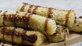 Pain perdu Nutella banane avec pain de mie  MIOUM MIOUM [upl. by Conlee]