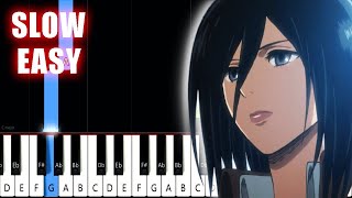 Vogel im Kafig  Attack on Titan OST  SLOW EASY Piano Tutorial [upl. by Refynnej]