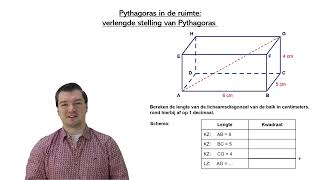 Pythagoras in de ruimte De verlengde stelling van Pythagoras VMBO [upl. by Aman]