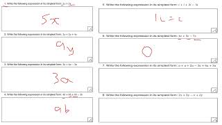 collecting like terms mygcsemaths worksheets [upl. by Eteragram]