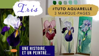 Comment peindre un iris à l’aquarelle   Tuto 3 marquepages [upl. by Herra]