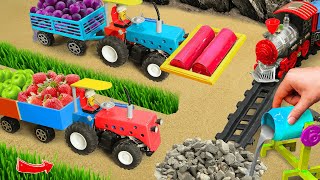 Diy tractor mini Bulldozer to making concrete road  Construction Vehicles Road Roller [upl. by Ahselat]