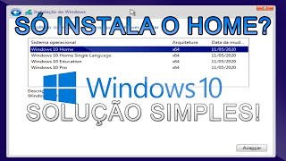 Não consegue instalar o Windows 10 Pro Só instala o HOME VEJA COMO CORRIGIR O PROBLEMA RAPIDAMENTE [upl. by Iccir]