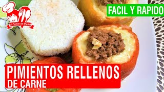 PIMIENTOS RELLENOS DE CARNE – RECETA PERUANA – FACIL Y RAPIDO – La Sazón de Mamá [upl. by Adelaida]