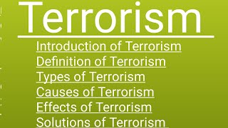 Terrorism types Causes solutions studywitharish [upl. by Kcirdot]