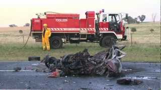 Fatal overtaking collision in Myola near Bendigo 140312 Warning Graphic images [upl. by Norag338]