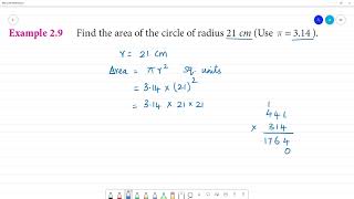 Class 7 TN Maths Term II 2 MEASUREMENT Example 29 Find the area of the circle of radius 21 cm [upl. by Ylrae]