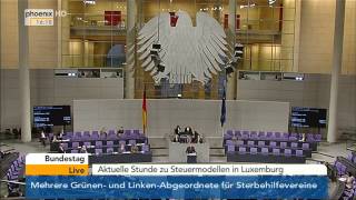 Bundestag Aktuelle Stunde zu den umstrittenen Steuermodellen in Luxemburg am 12112014 [upl. by Hayikaz]