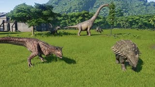 Carnotaurus VS Iguanodon Ankylosaurus Styracosaurus And Brachiosaurus  Jurassic World Evolution [upl. by Lucilla447]