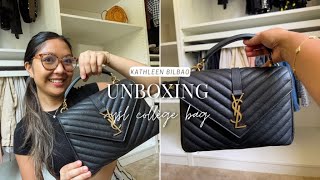 Yves Saint Laurent YSL Medium Collége Bag Unboxing amp Review [upl. by Durst34]