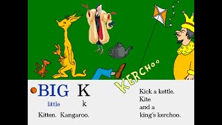 Letter K  Kitten 🐱 Kangaroo 🦘 Kicking 🦵🏻 a Kettle Kite 🪁 and a King 🤴🏻 quotKERCHOO 🤧quot [upl. by Nesral297]