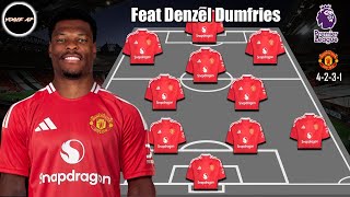 MANCHESTER UNITED POTENTIAL LINEUP WITH TRANSFER DANZEL DUMFRIES UNDER ERIK TEN HAG  RUMOUR [upl. by Eldnik52]