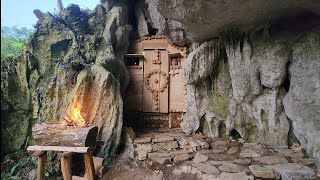 Full video Building a house in a cave walking alone in the bush [upl. by Frendel]