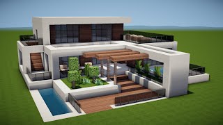 MODERNES HAUS mit POOL in MINECRAFT bauen TUTORIAL HAUS 226 [upl. by Notsob]