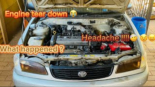 Engine tear down Part 2  my friends car  the grey Corolla [upl. by Divadnoj]