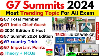 G7 Summit 2024 Current Affairs  G7 Shikhar Sammelan 2024 Gk  Important Summits and Conference 2024 [upl. by Sucramrej307]