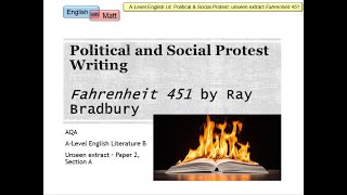 29 AQA Literature Political amp social protest writing unseen extract Fahrenheit 451 [upl. by Einahpets668]