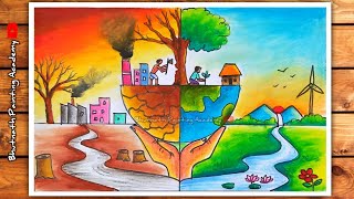 World Environment Day scenery drawing with oil pastel colour [upl. by Bound]