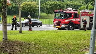 SCDF putting out fire car caught fire at pasir ris near downtown east [upl. by Killam]