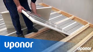 Installation af gulvvarme med Uponors selvbærende gulvvarmekassette med isolering [upl. by Yawnoc]