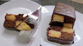 Battenberg Cake Recipe Eggless Cake Recipe [upl. by Cristionna]